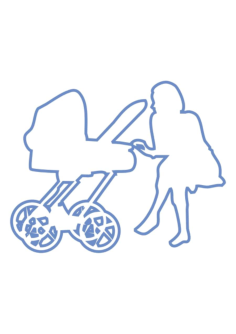 Mother With Pram Stroller Family Silhouette Kids Tracing Worksheets, Free Vectors File